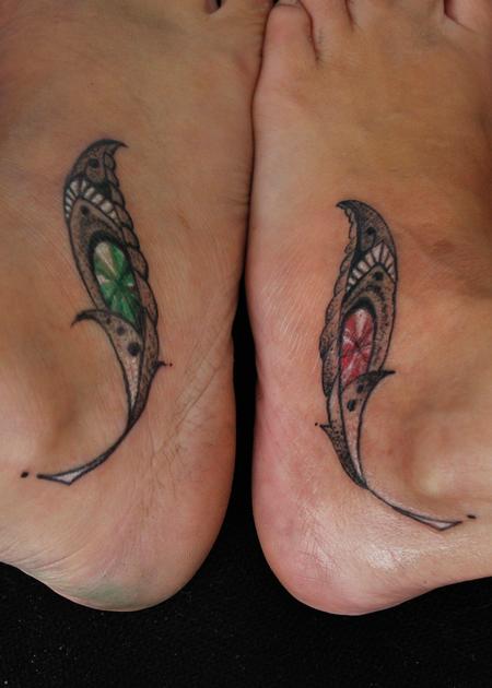 Tattoos - Mother & Daughter Mosaic Feathers - 124995